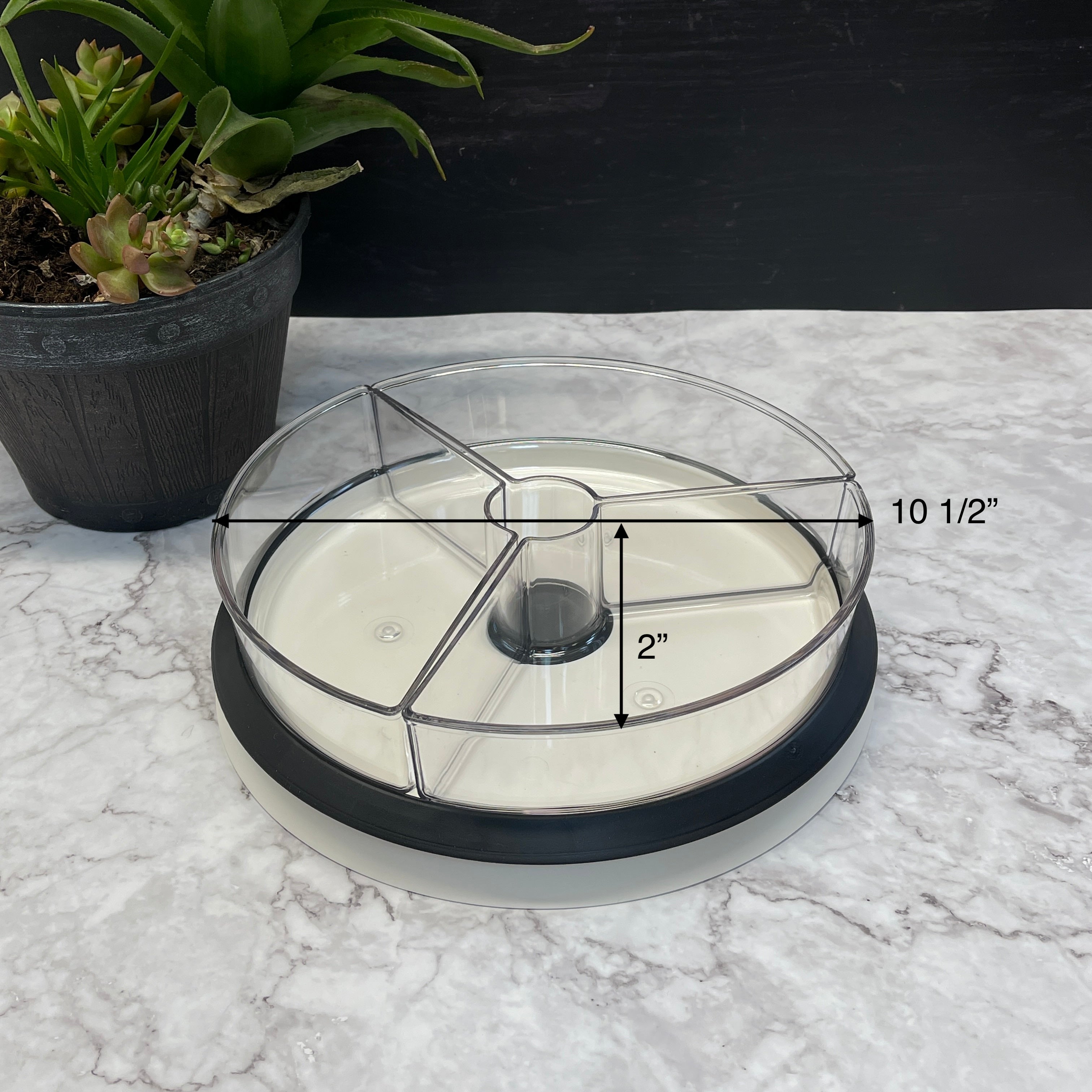 Rotating Lazy Susan Organizer Turntable with 3 Removable Dividers Bins, for Kitchen, Bathroom