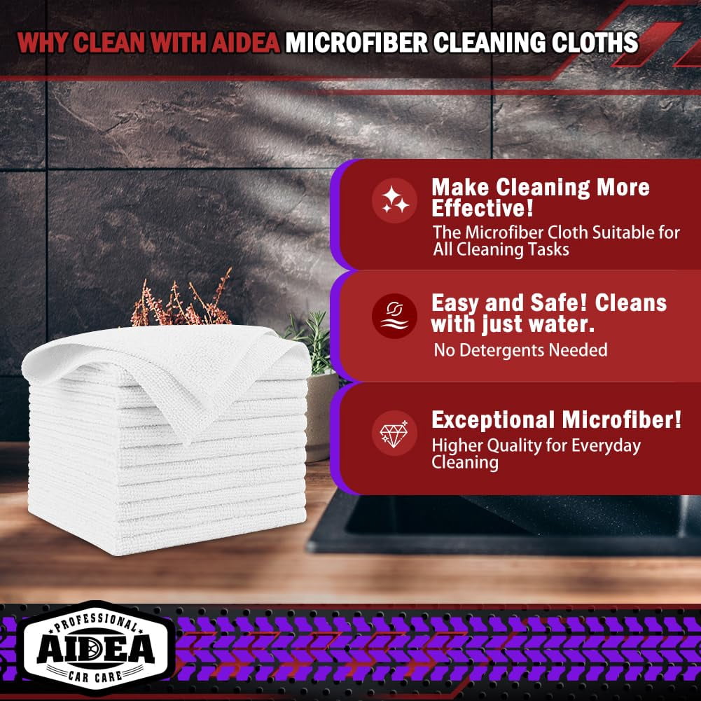 Microfiber Cleaning Cloth Black 10PK, Microfiber Towels For Cars, Premium Wash Cloths, Dusting Cloth Lint Free Cleaning Rags For SUVs, House, Kitchen, Window, Cleaning Supplies12×12"
