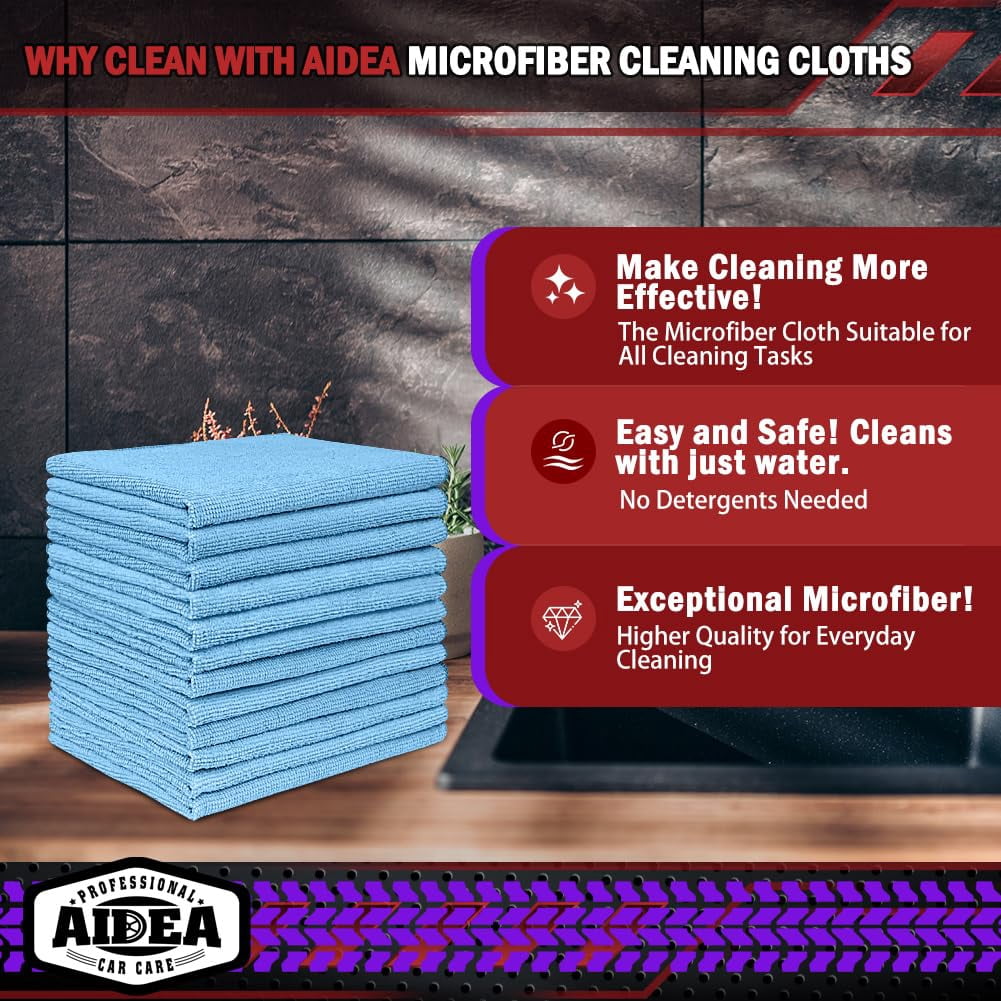 Microfiber Cleaning Cloth Black 10PK, Microfiber Towels For Cars, Premium Wash Cloths, Dusting Cloth Lint Free Cleaning Rags For SUVs, House, Kitchen, Window, Cleaning Supplies12×12"