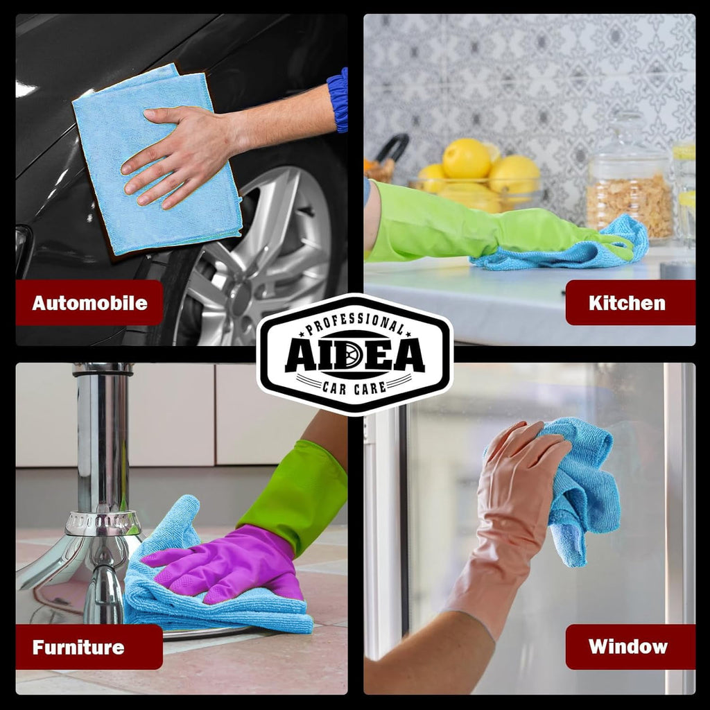 Microfiber Cleaning Cloth Black 10PK, Microfiber Towels For Cars, Premium Wash Cloths, Dusting Cloth Lint Free Cleaning Rags For SUVs, House, Kitchen, Window, Cleaning Supplies12×12"