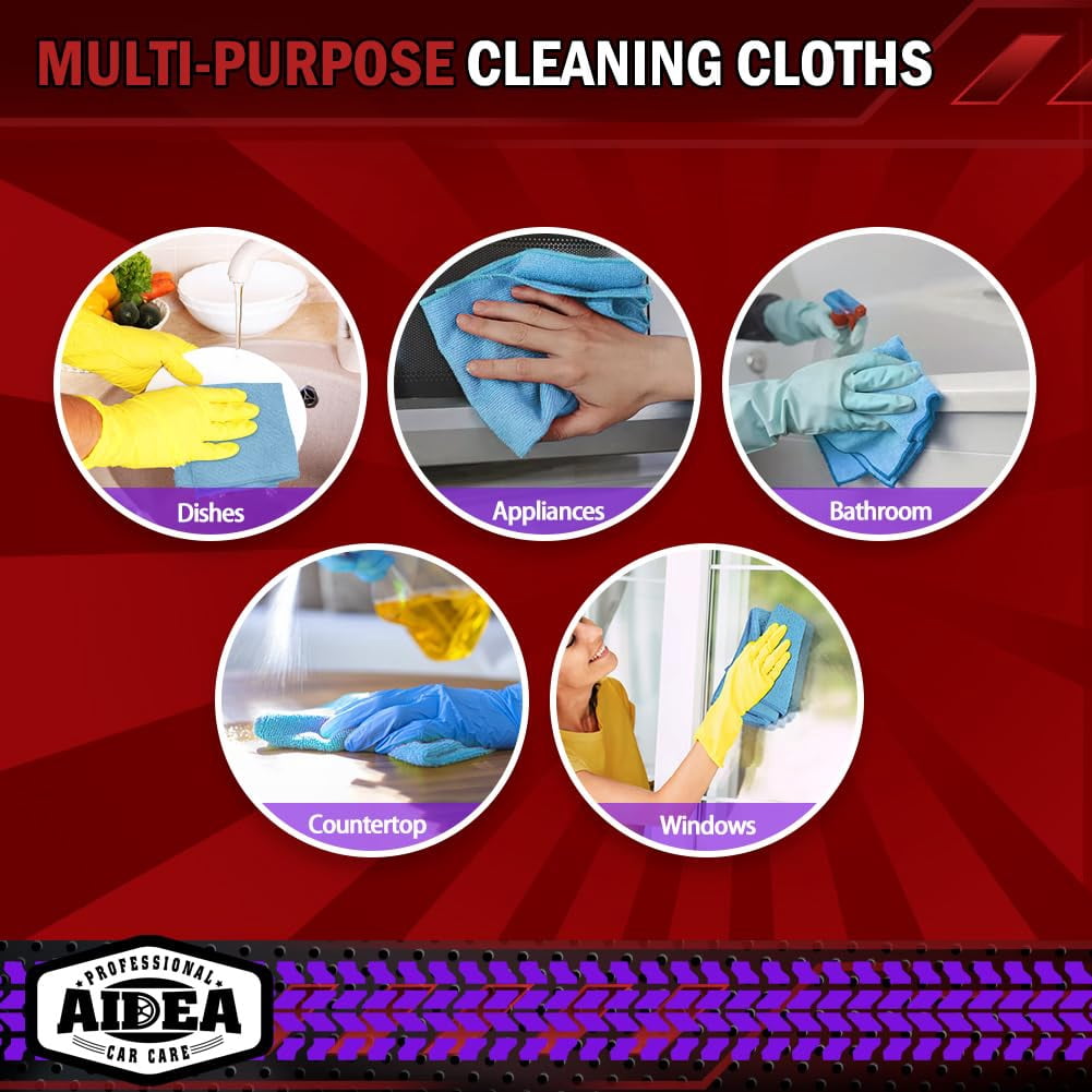 Microfiber Cleaning Cloth Black 10PK, Microfiber Towels For Cars, Premium Wash Cloths, Dusting Cloth Lint Free Cleaning Rags For SUVs, House, Kitchen, Window, Cleaning Supplies12×12"