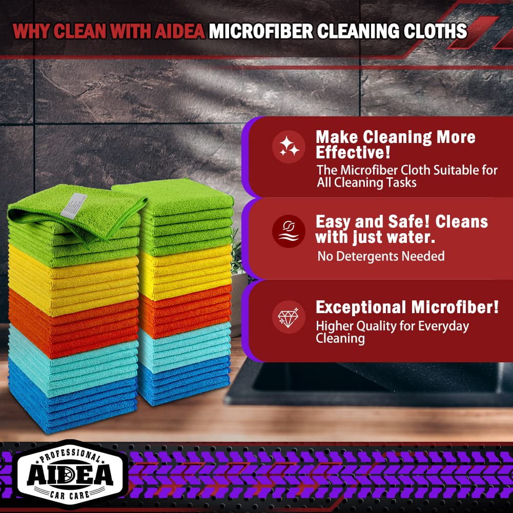 Microfiber Cleaning Cloth Black 10PK, Microfiber Towels For Cars, Premium Wash Cloths, Dusting Cloth Lint Free Cleaning Rags For SUVs, House, Kitchen, Window, Cleaning Supplies12×12"