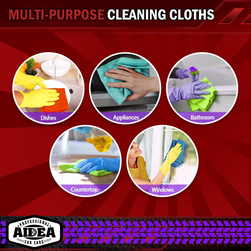 Microfiber Cleaning Cloth Black 10PK, Microfiber Towels For Cars, Premium Wash Cloths, Dusting Cloth Lint Free Cleaning Rags For SUVs, House, Kitchen, Window, Cleaning Supplies12×12"