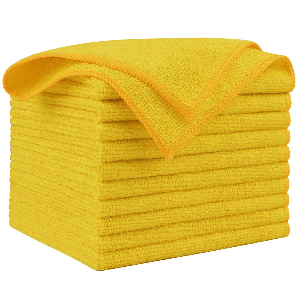 Microfiber Cleaning Cloth Black 10PK, Microfiber Towels For Cars, Premium Wash Cloths, Dusting Cloth Lint Free Cleaning Rags For SUVs, House, Kitchen, Window, Cleaning Supplies12×12"