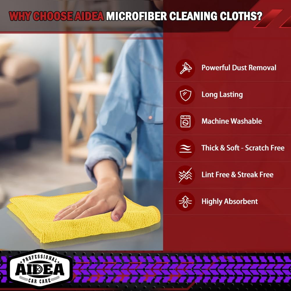 Microfiber Cleaning Cloth Black 10PK, Microfiber Towels For Cars, Premium Wash Cloths, Dusting Cloth Lint Free Cleaning Rags For SUVs, House, Kitchen, Window, Cleaning Supplies12×12"