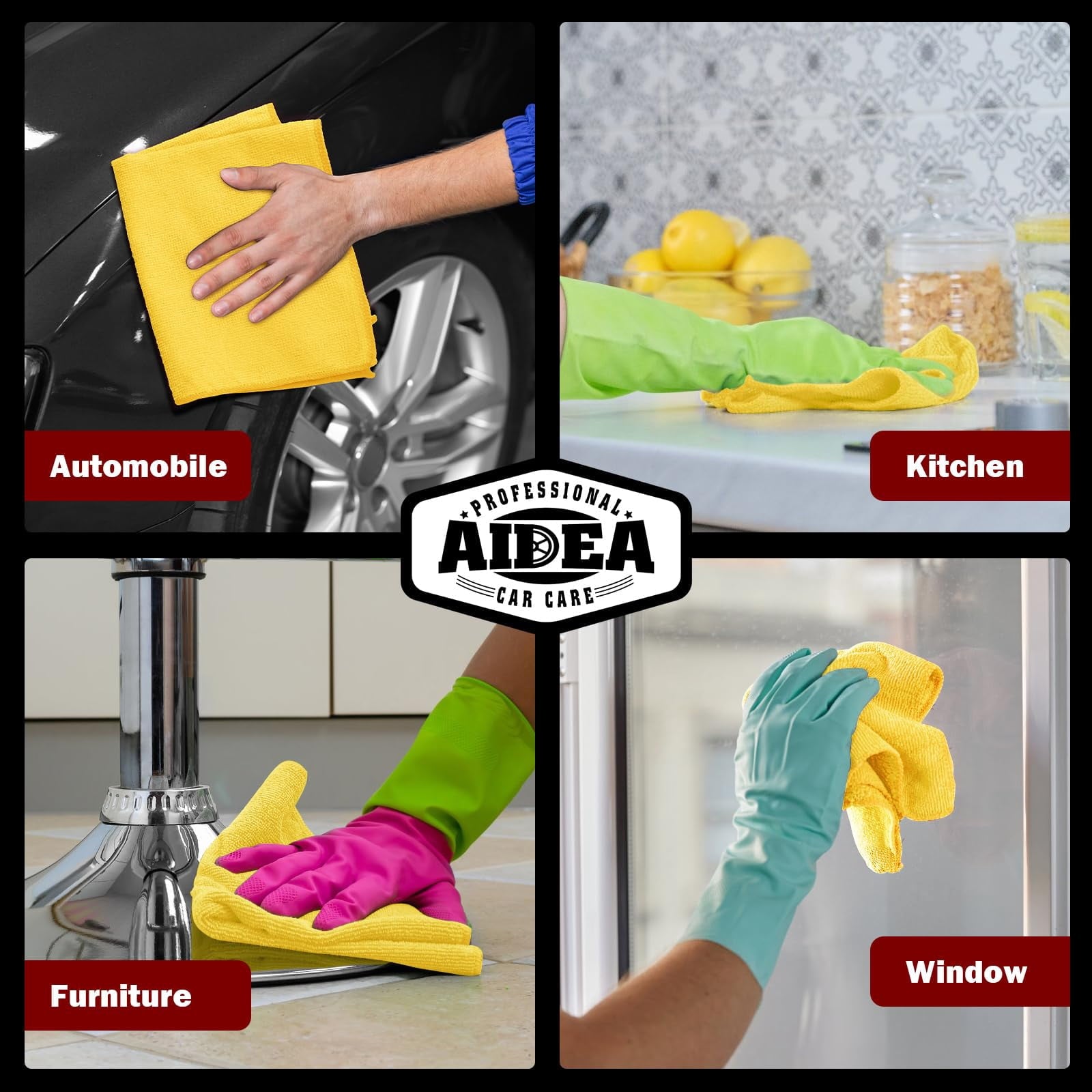 Microfiber Cleaning Cloth Black 10PK, Microfiber Towels For Cars, Premium Wash Cloths, Dusting Cloth Lint Free Cleaning Rags For SUVs, House, Kitchen, Window, Cleaning Supplies12×12"