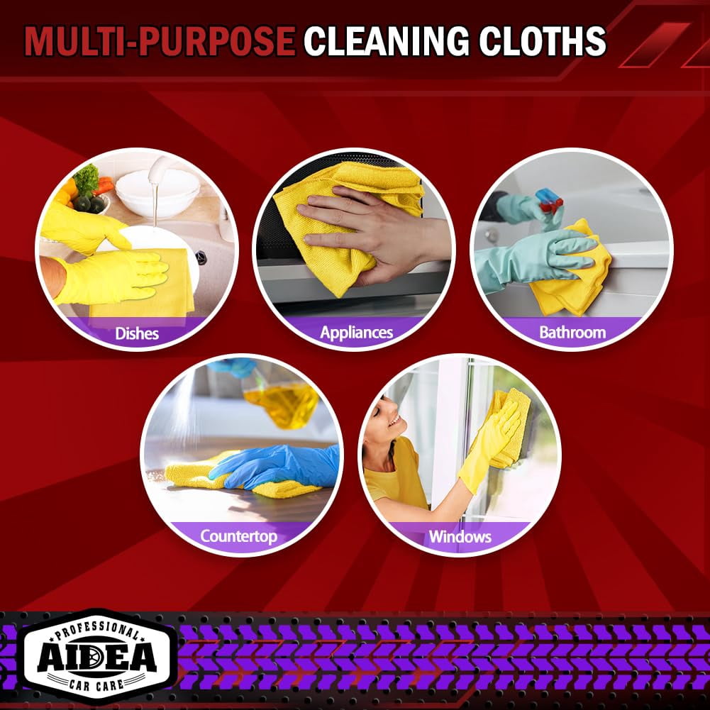 Microfiber Cleaning Cloth Black 10PK, Microfiber Towels For Cars, Premium Wash Cloths, Dusting Cloth Lint Free Cleaning Rags For SUVs, House, Kitchen, Window, Cleaning Supplies12×12"