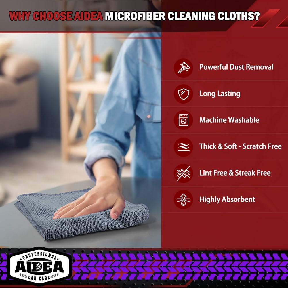 Microfiber Cleaning Cloth Black 10PK, Microfiber Towels For Cars, Premium Wash Cloths, Dusting Cloth Lint Free Cleaning Rags For SUVs, House, Kitchen, Window, Cleaning Supplies12×12"