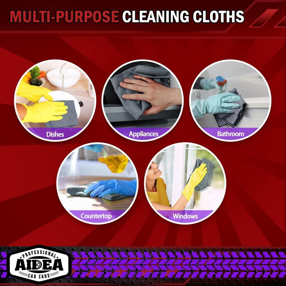 Microfiber Cleaning Cloth Black 10PK, Microfiber Towels For Cars, Premium Wash Cloths, Dusting Cloth Lint Free Cleaning Rags For SUVs, House, Kitchen, Window, Cleaning Supplies12×12"