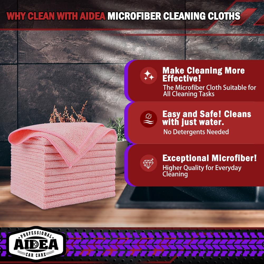 Microfiber Cleaning Cloth Black 10PK, Microfiber Towels For Cars, Premium Wash Cloths, Dusting Cloth Lint Free Cleaning Rags For SUVs, House, Kitchen, Window, Cleaning Supplies12×12"