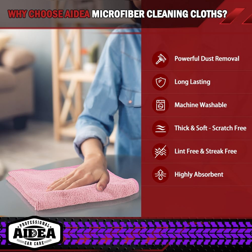 Microfiber Cleaning Cloth Black 10PK, Microfiber Towels For Cars, Premium Wash Cloths, Dusting Cloth Lint Free Cleaning Rags For SUVs, House, Kitchen, Window, Cleaning Supplies12×12"