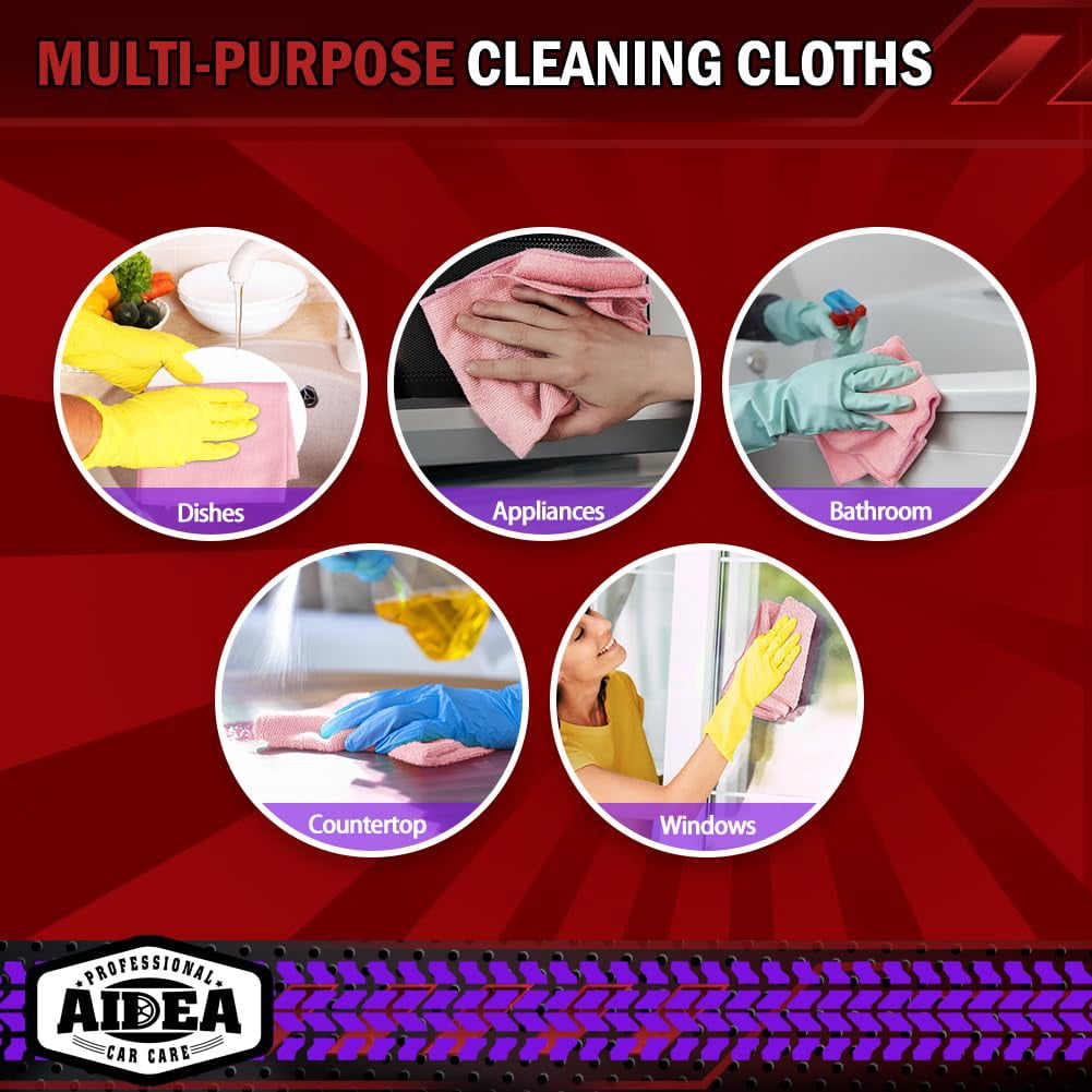 Microfiber Cleaning Cloth Black 10PK, Microfiber Towels For Cars, Premium Wash Cloths, Dusting Cloth Lint Free Cleaning Rags For SUVs, House, Kitchen, Window, Cleaning Supplies12×12"