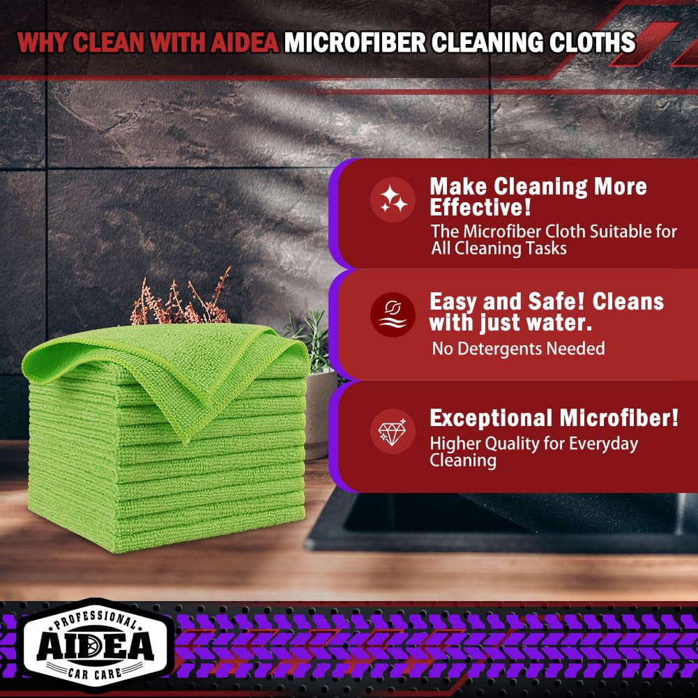 Microfiber Cleaning Cloth Black 10PK, Microfiber Towels For Cars, Premium Wash Cloths, Dusting Cloth Lint Free Cleaning Rags For SUVs, House, Kitchen, Window, Cleaning Supplies12×12"