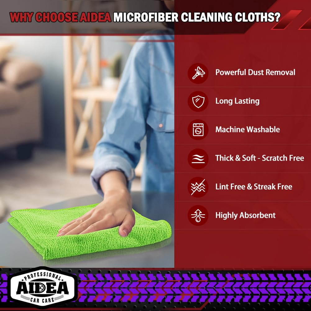 Microfiber Cleaning Cloth Black 10PK, Microfiber Towels For Cars, Premium Wash Cloths, Dusting Cloth Lint Free Cleaning Rags For SUVs, House, Kitchen, Window, Cleaning Supplies12×12"