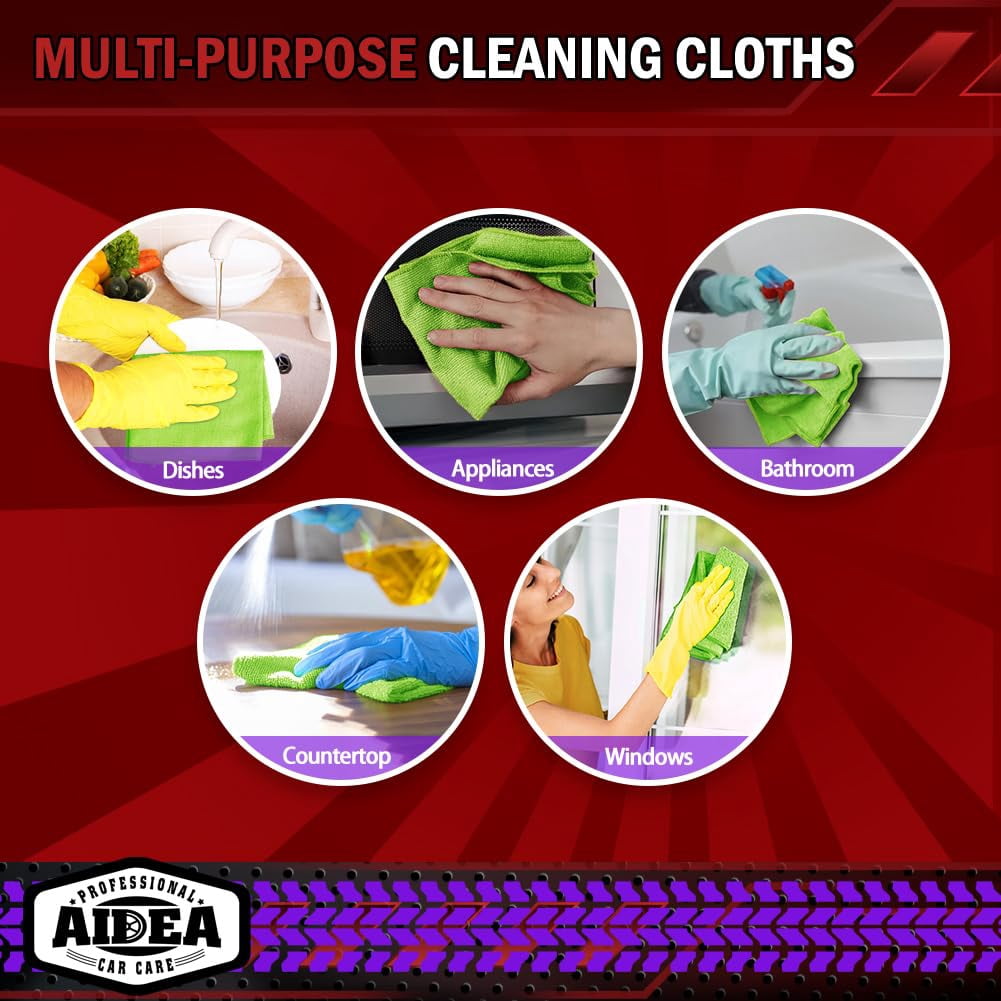 Microfiber Cleaning Cloth Black 10PK, Microfiber Towels For Cars, Premium Wash Cloths, Dusting Cloth Lint Free Cleaning Rags For SUVs, House, Kitchen, Window, Cleaning Supplies12×12"