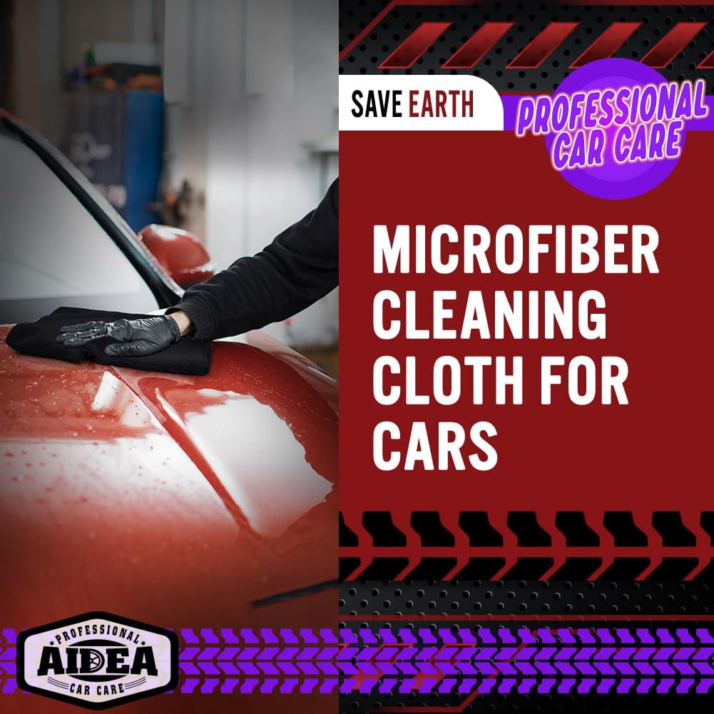 Microfiber Cleaning Cloth Black 10PK, Microfiber Towels For Cars, Premium Wash Cloths, Dusting Cloth Lint Free Cleaning Rags For SUVs, House, Kitchen, Window, Cleaning Supplies12×12"
