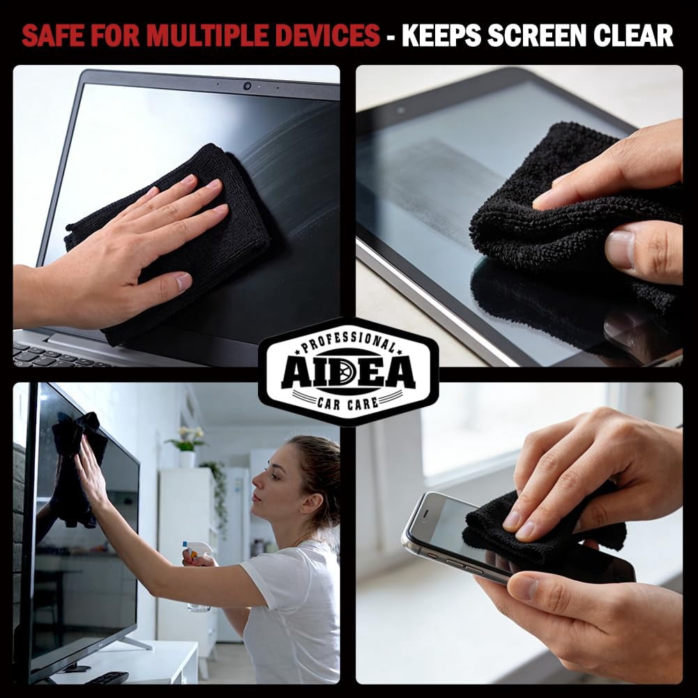 Microfiber Cleaning Cloth Black 10PK, Microfiber Towels For Cars, Premium Wash Cloths, Dusting Cloth Lint Free Cleaning Rags For SUVs, House, Kitchen, Window, Cleaning Supplies12×12"