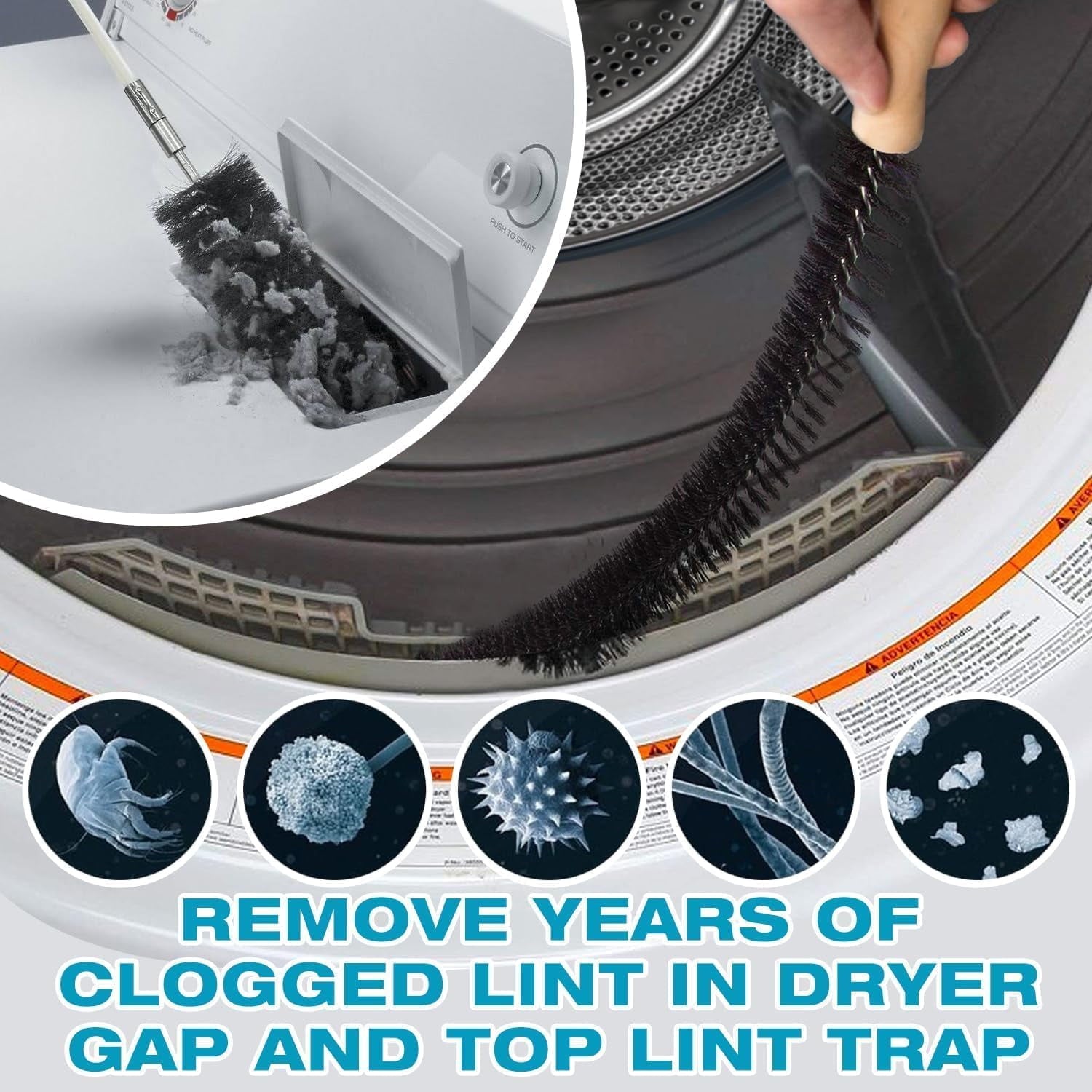 WarmHaven 47-Pieces 40-Feet Dryer Vent Cleaner Kit, Dryer Cleaning Tools, Include Omnidirectional Blue Dryer Lint Vacuum Attachment, Dryer Vent Brush, Universal Vacuum &amp; Dryer Adapters
