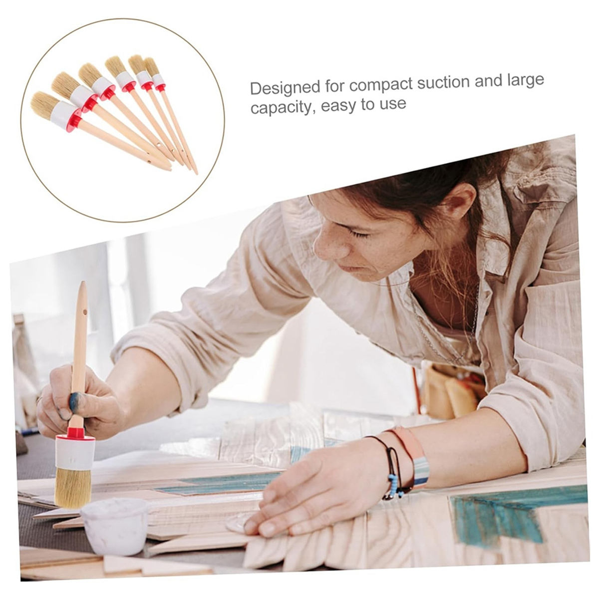 6PCS Paint Brush Shower Cleaner Brush Electric Interior Angled Paint for Trim Bristle Brush Electric Cleaning Brush