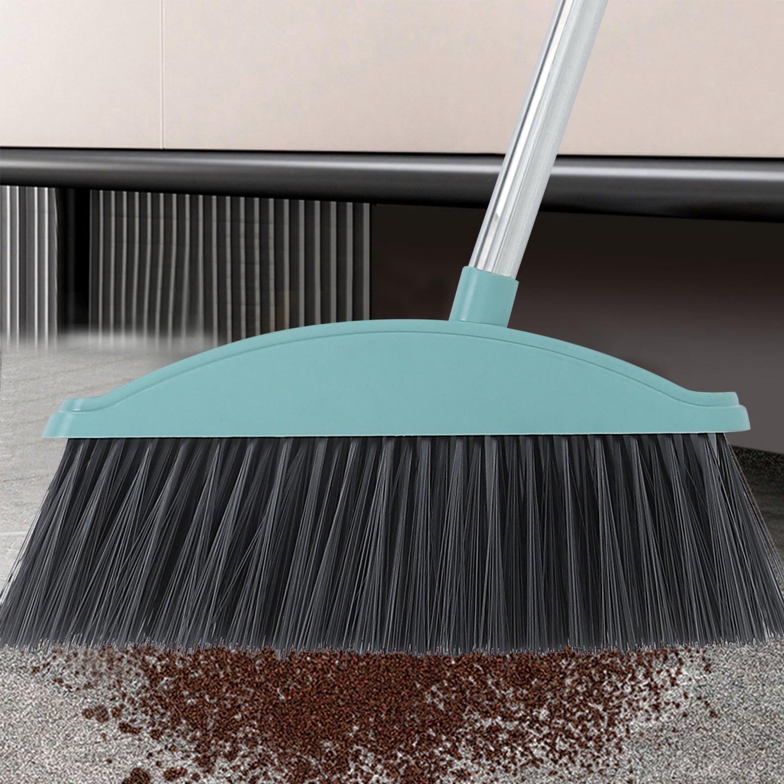 Long Handle Broom for Floor Cleaning Outdoor Broom with Large Angle for Efficient Sweeping for Indoor and Outdoor Use