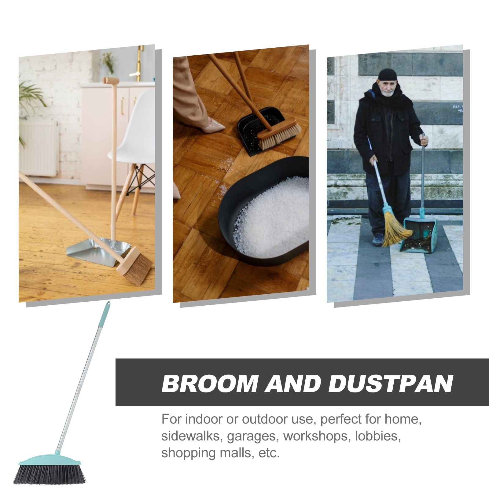 Long Handle Broom for Floor Cleaning Outdoor Broom with Large Angle for Efficient Sweeping for Indoor and Outdoor Use