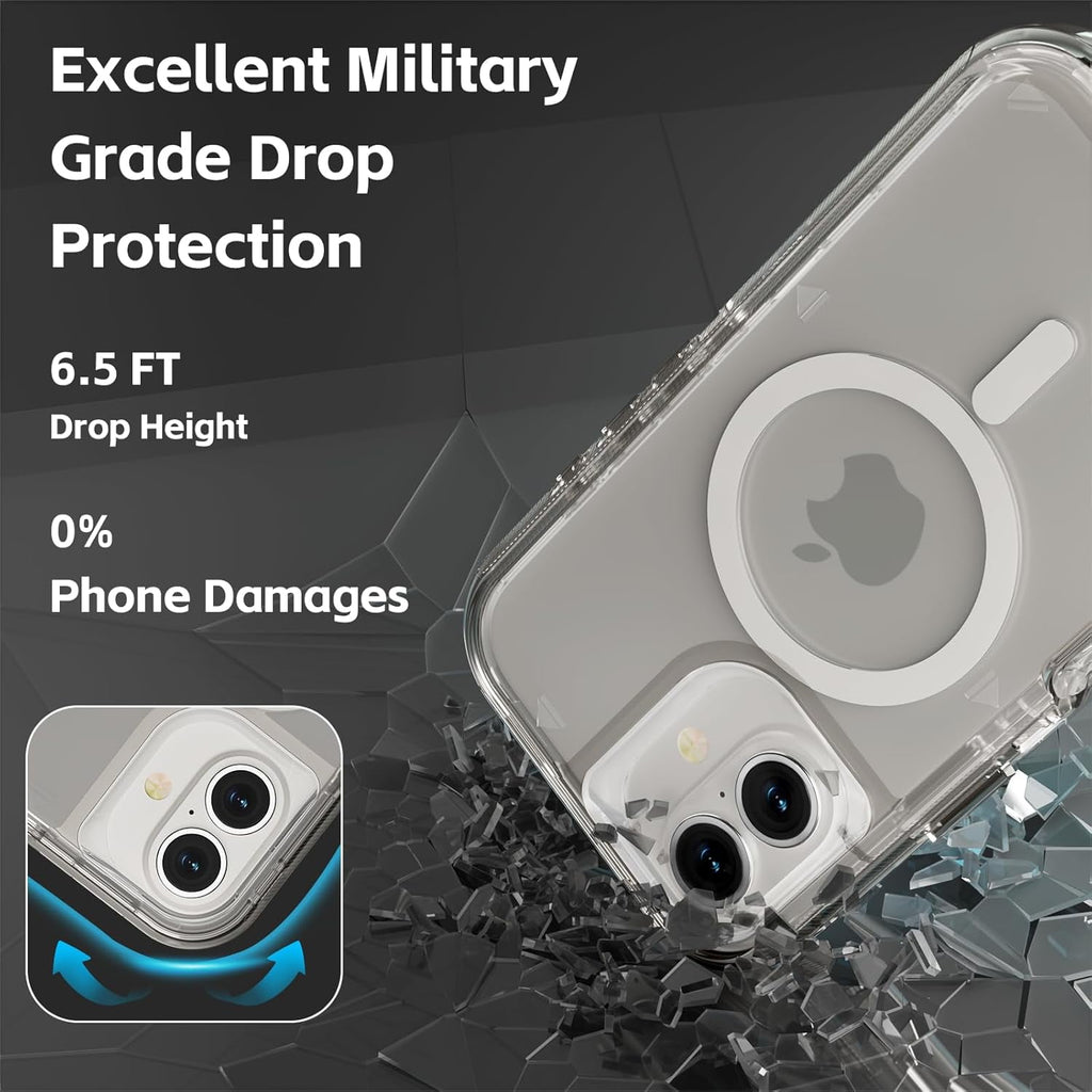 For iPhone 16 Transparent Phone Case Compatible with MagSafe, Triple Layer Magnetic Charging Case, iPhone 16 Heavy Duty Shockproof and Drop-Proof Phone Case, 6.1 inch