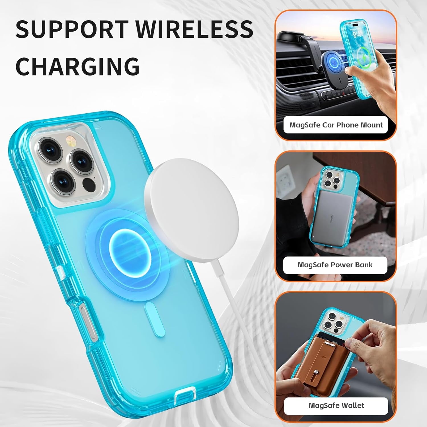 For iPhone 16 Transparent Phone Case Compatible with MagSafe, Triple Layer Magnetic Charging Case, iPhone 16 Heavy Duty Shockproof and Drop-Proof Phone Case, 6.1 inch
