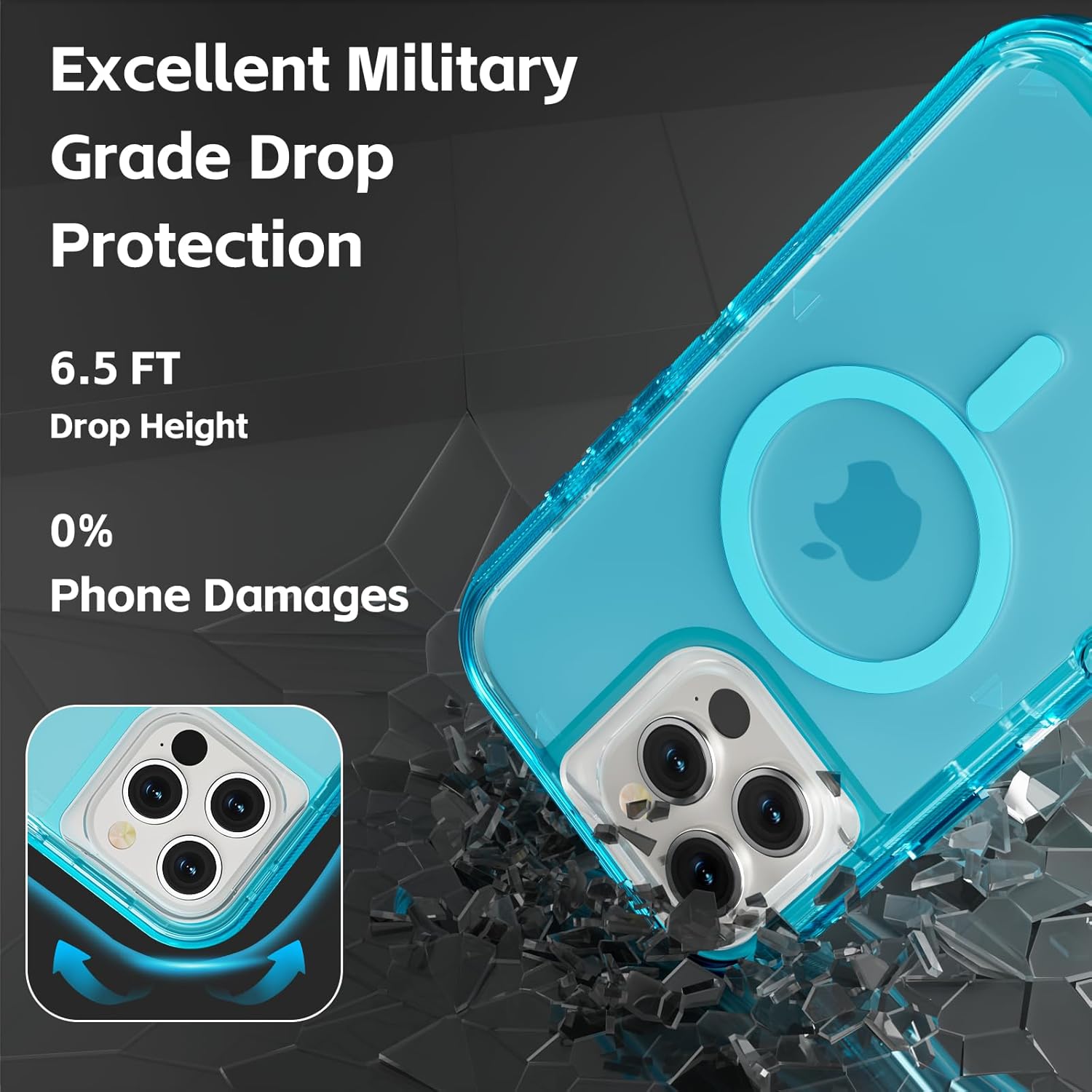 For iPhone 16 Transparent Phone Case Compatible with MagSafe, Triple Layer Magnetic Charging Case, iPhone 16 Heavy Duty Shockproof and Drop-Proof Phone Case, 6.1 inch