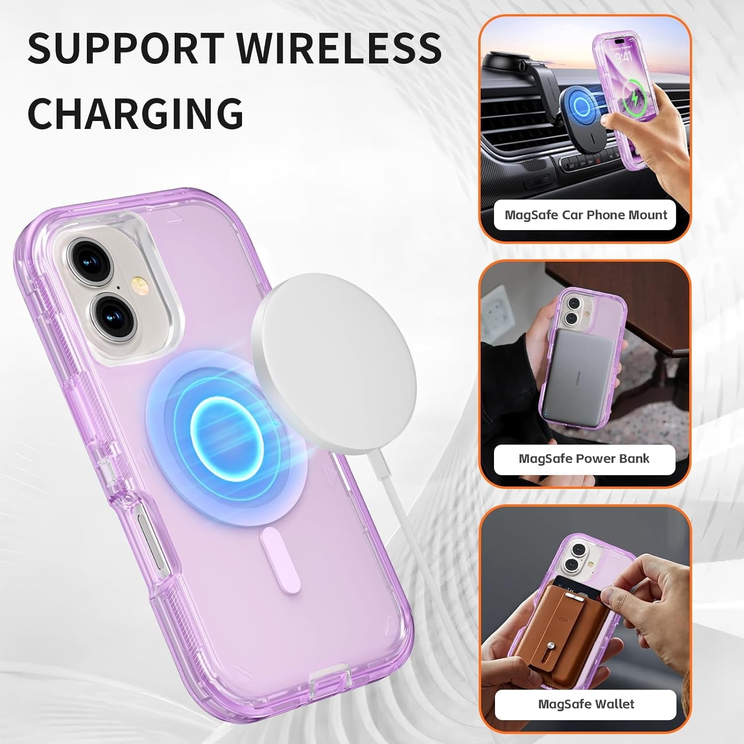 For iPhone 16 Transparent Phone Case Compatible with MagSafe, Triple Layer Magnetic Charging Case, iPhone 16 Heavy Duty Shockproof and Drop-Proof Phone Case, 6.1 inch