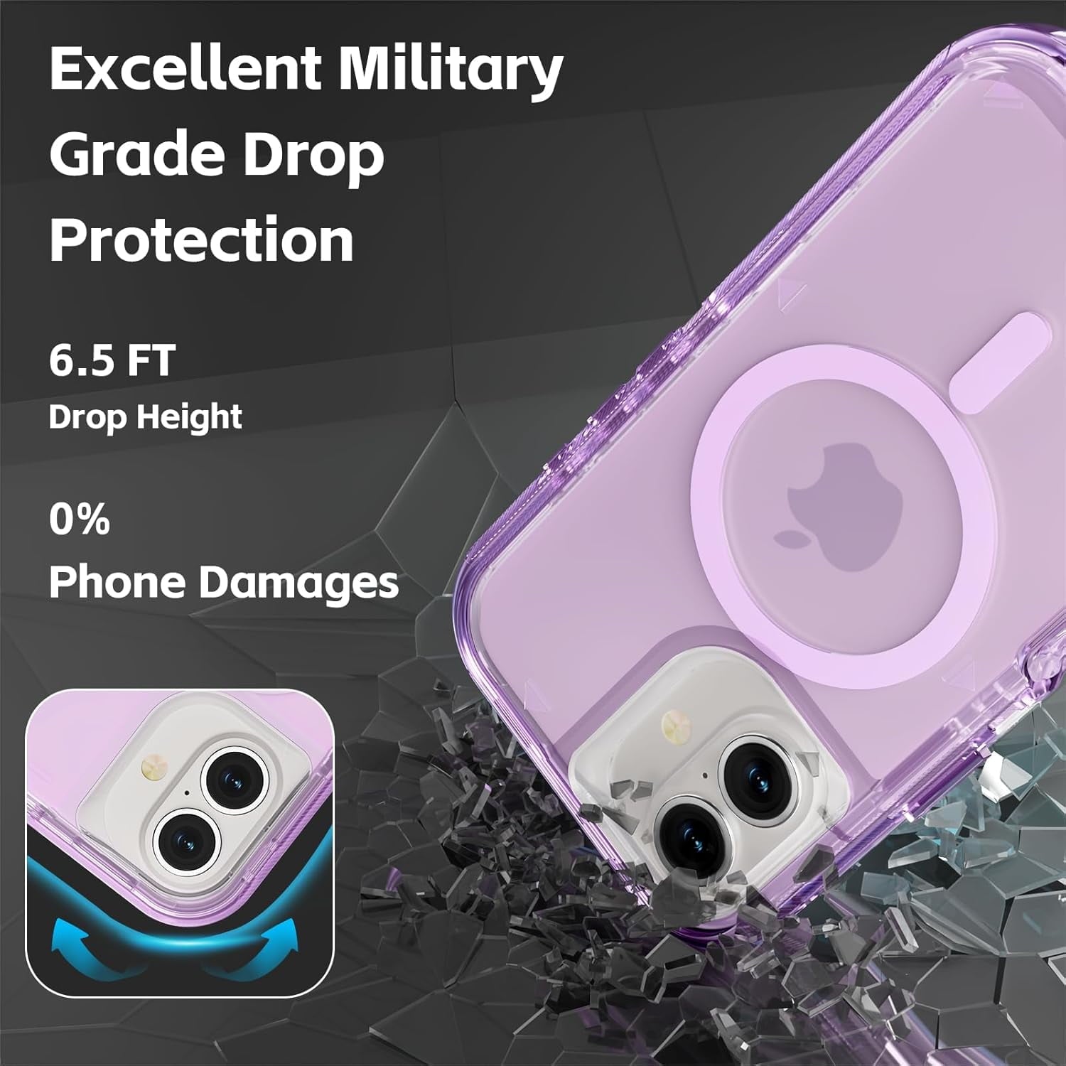 For iPhone 16 Transparent Phone Case Compatible with MagSafe, Triple Layer Magnetic Charging Case, iPhone 16 Heavy Duty Shockproof and Drop-Proof Phone Case, 6.1 inch
