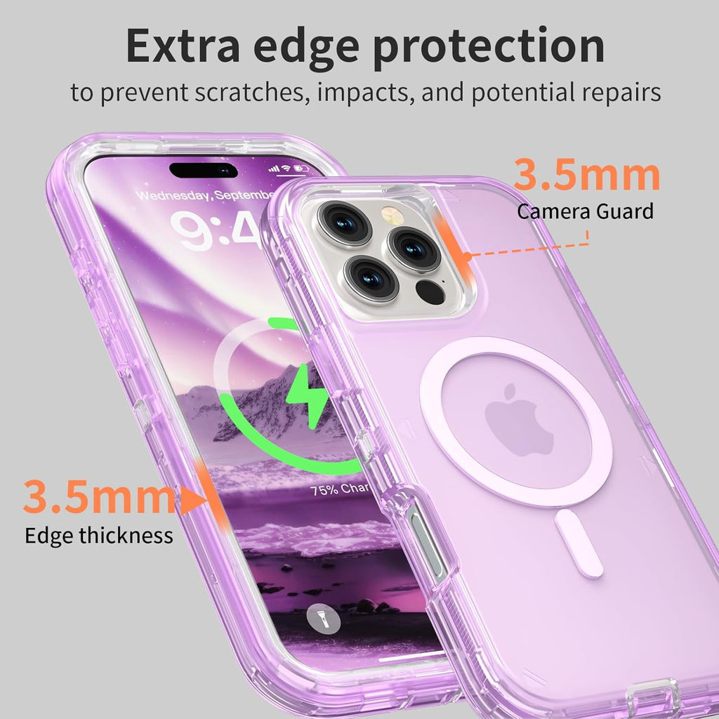 For iPhone 16 Transparent Phone Case Compatible with MagSafe, Triple Layer Magnetic Charging Case, iPhone 16 Heavy Duty Shockproof and Drop-Proof Phone Case, 6.1 inch