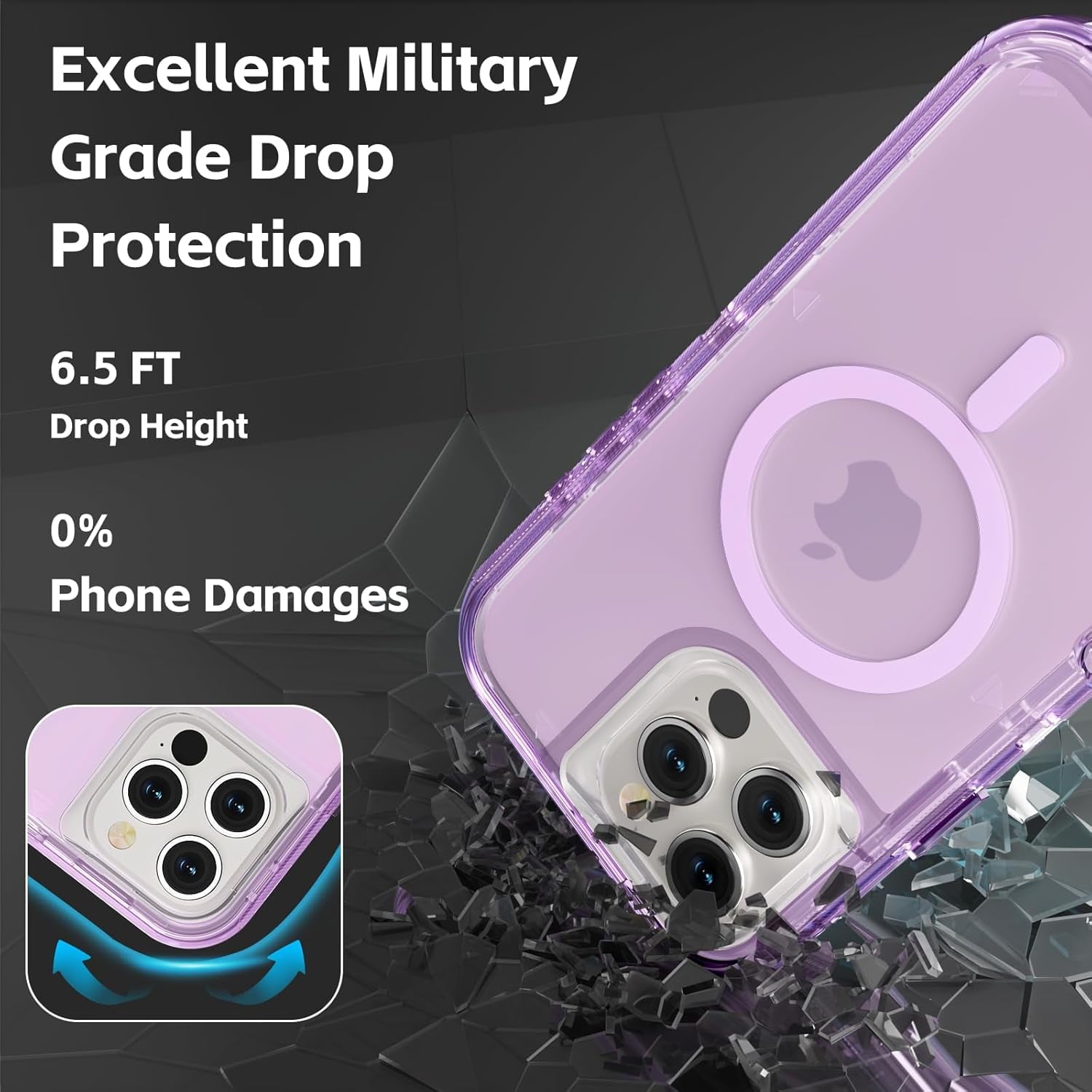 For iPhone 16 Transparent Phone Case Compatible with MagSafe, Triple Layer Magnetic Charging Case, iPhone 16 Heavy Duty Shockproof and Drop-Proof Phone Case, 6.1 inch