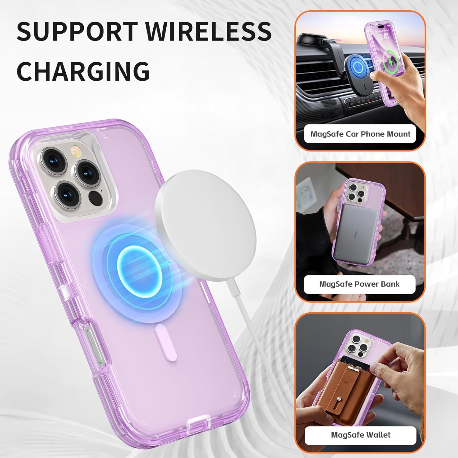For iPhone 16 Transparent Phone Case Compatible with MagSafe, Triple Layer Magnetic Charging Case, iPhone 16 Heavy Duty Shockproof and Drop-Proof Phone Case, 6.1 inch