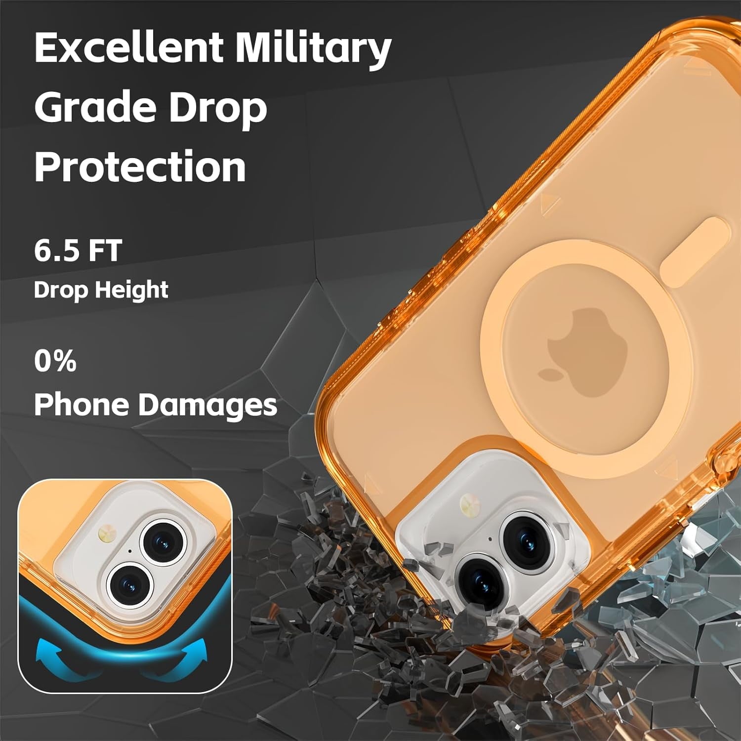 For iPhone 16 Transparent Phone Case Compatible with MagSafe, Triple Layer Magnetic Charging Case, iPhone 16 Heavy Duty Shockproof and Drop-Proof Phone Case, 6.1 inch