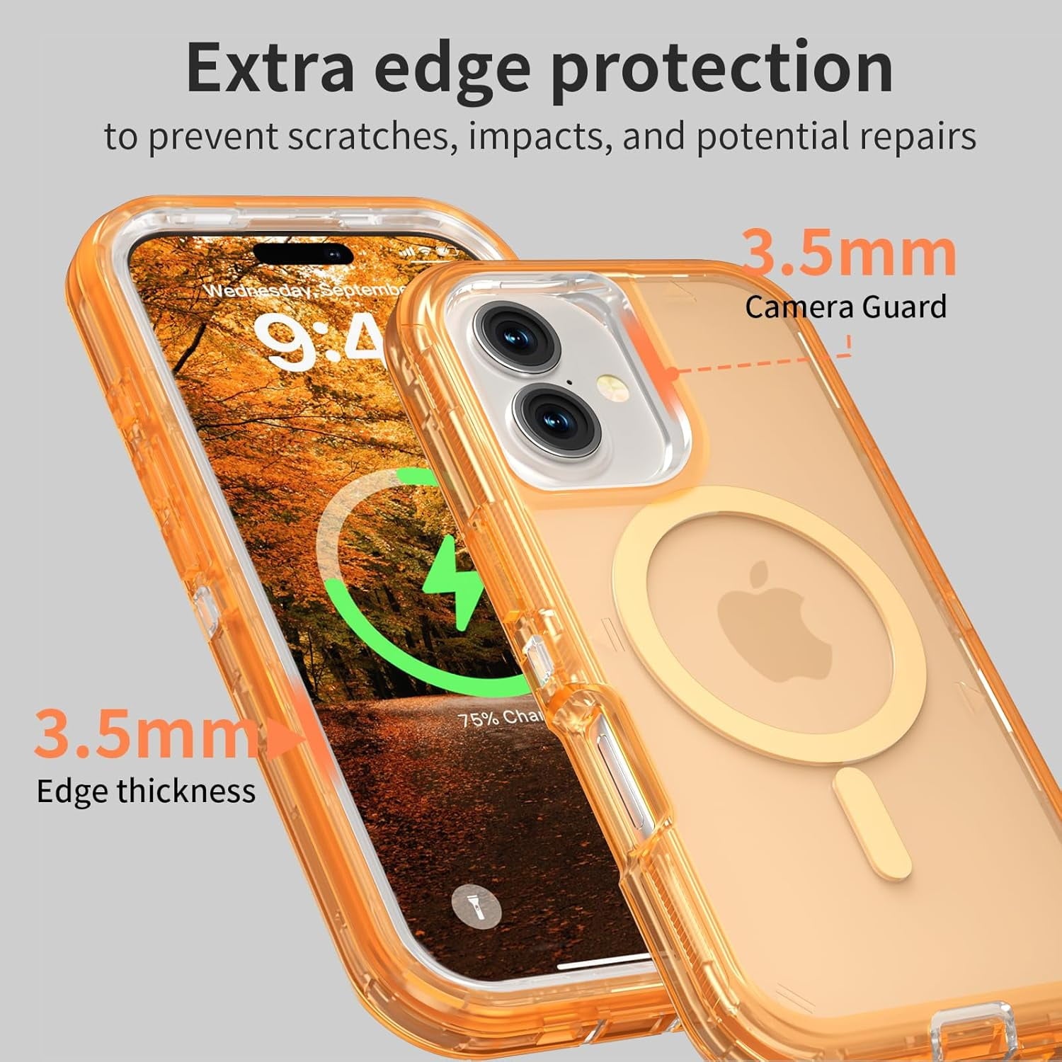 For iPhone 16 Transparent Phone Case Compatible with MagSafe, Triple Layer Magnetic Charging Case, iPhone 16 Heavy Duty Shockproof and Drop-Proof Phone Case, 6.1 inch