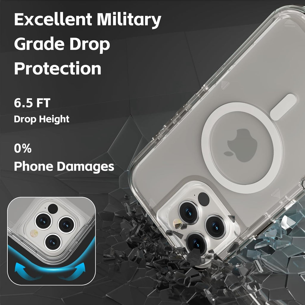 For iPhone 16 Transparent Phone Case Compatible with MagSafe, Triple Layer Magnetic Charging Case, iPhone 16 Heavy Duty Shockproof and Drop-Proof Phone Case, 6.1 inch