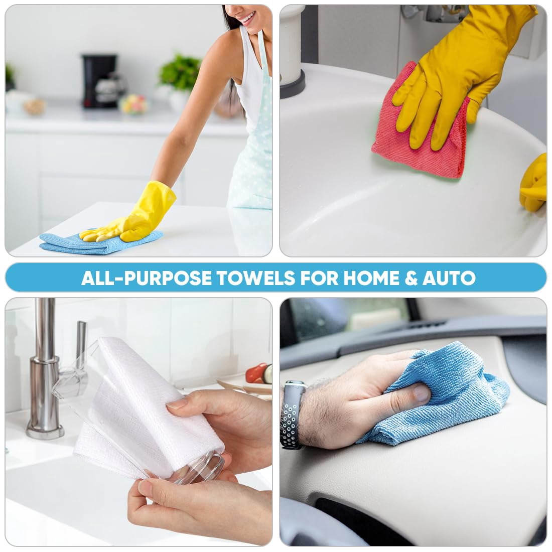 Microfiber Cleaning Cloth Roll, Blue Shop Towels 55 Sheets Washable, Microfiber Towels For Cars, Blue Rags Reusable Paper Towel For Automotive, Workshop, House, Kitchen, Cleaning Supplies11×9"
