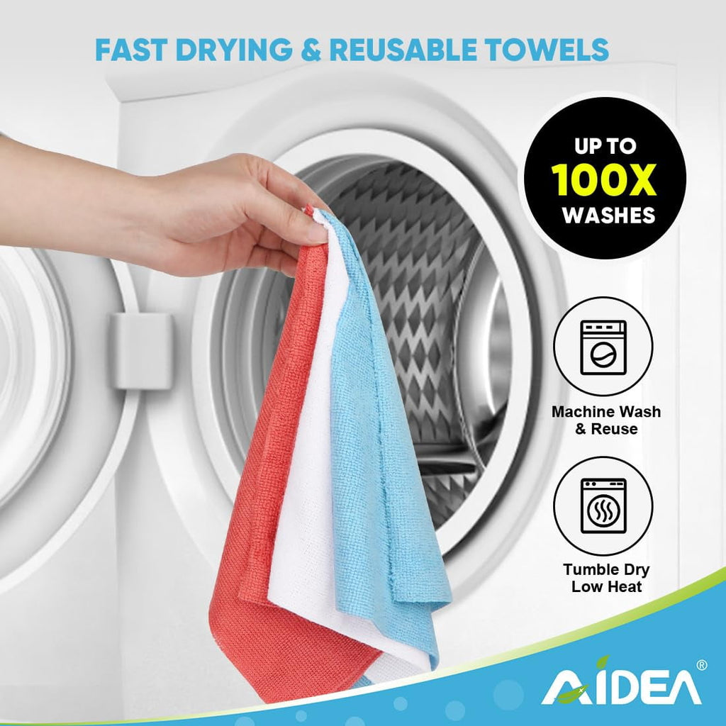 Microfiber Cleaning Cloth Roll, Blue Shop Towels 55 Sheets Washable, Microfiber Towels For Cars, Blue Rags Reusable Paper Towel For Automotive, Workshop, House, Kitchen, Cleaning Supplies11×9"