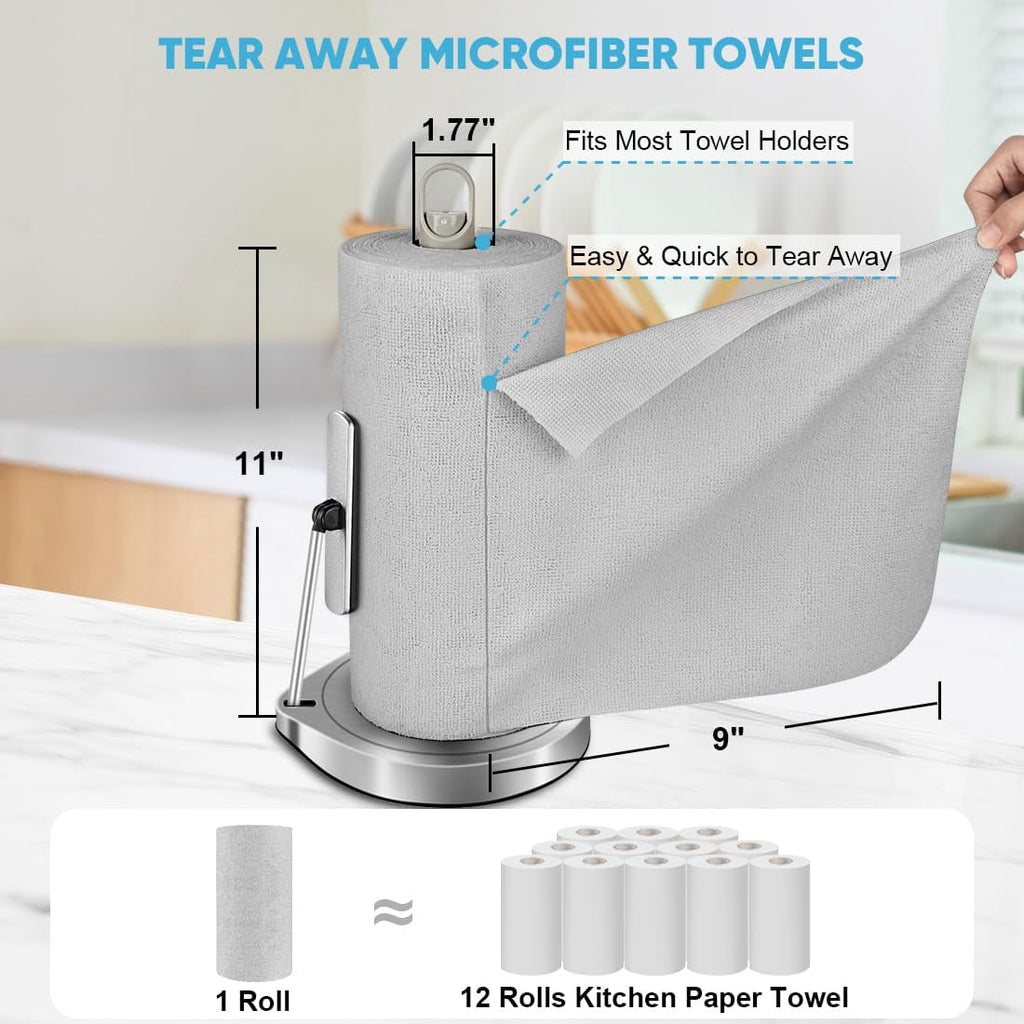Microfiber Cleaning Cloth Roll, Blue Shop Towels 55 Sheets Washable, Microfiber Towels For Cars, Blue Rags Reusable Paper Towel For Automotive, Workshop, House, Kitchen, Cleaning Supplies11×9"