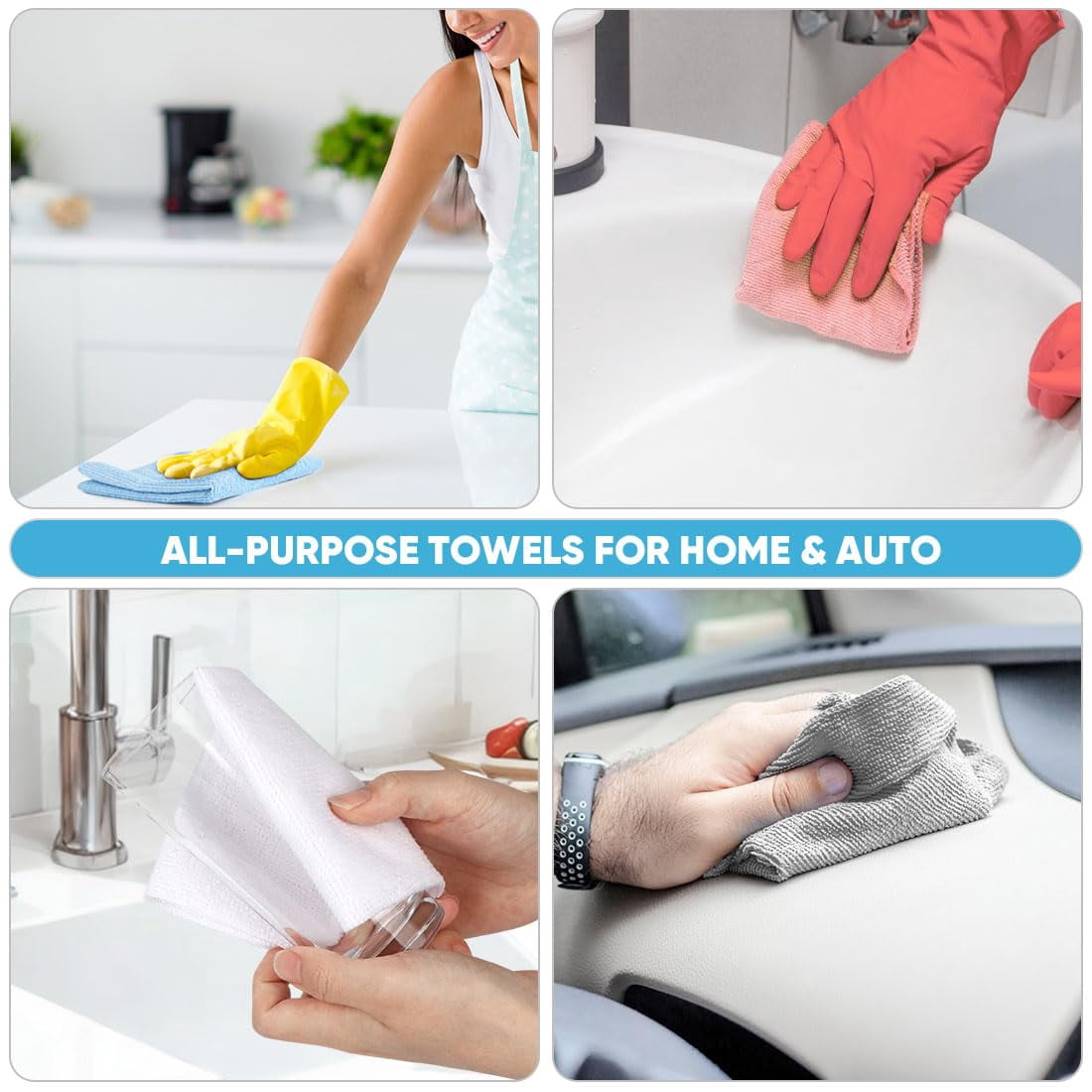 Microfiber Cleaning Cloth Roll, Blue Shop Towels 55 Sheets Washable, Microfiber Towels For Cars, Blue Rags Reusable Paper Towel For Automotive, Workshop, House, Kitchen, Cleaning Supplies11×9"