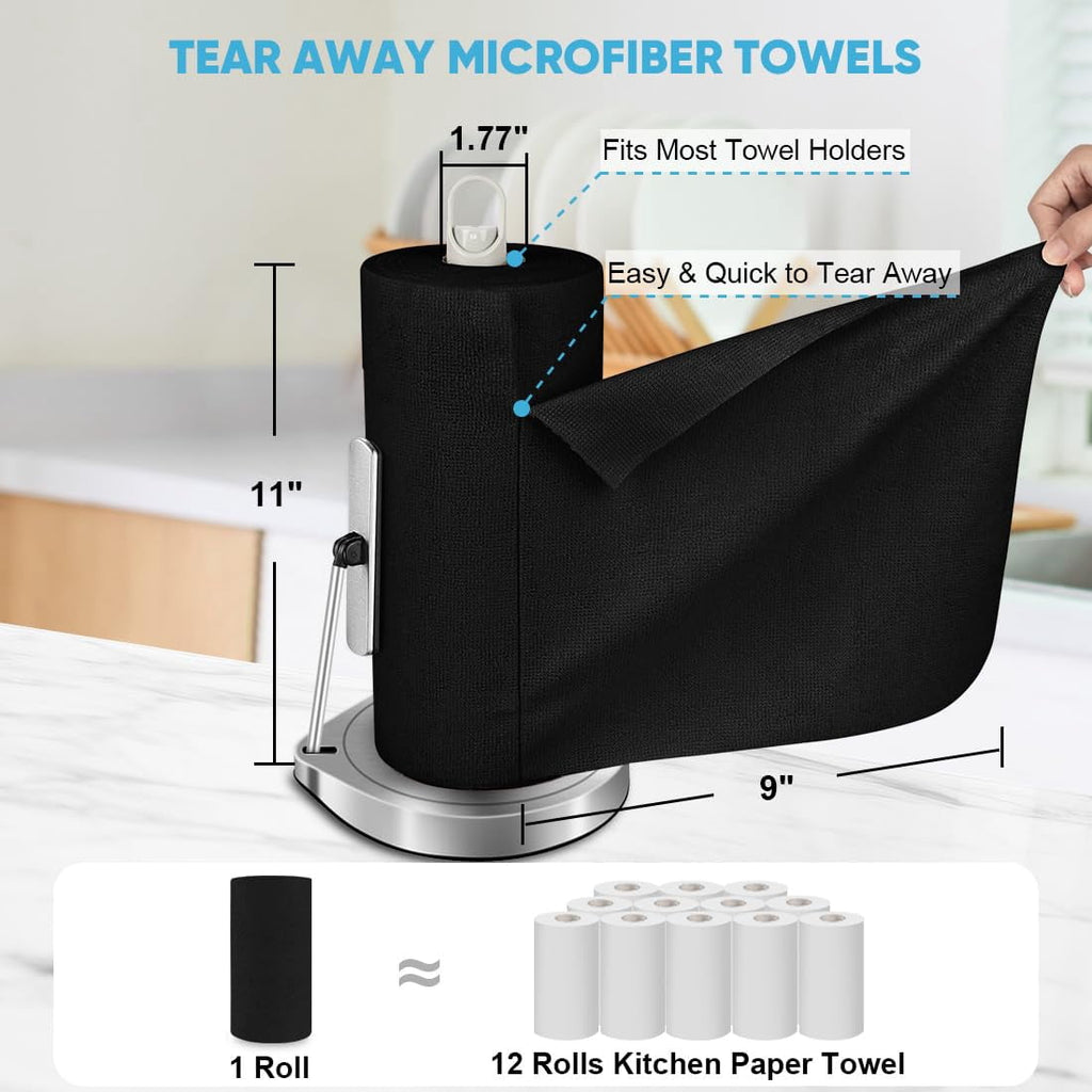Microfiber Cleaning Cloth Roll, Blue Shop Towels 55 Sheets Washable, Microfiber Towels For Cars, Blue Rags Reusable Paper Towel For Automotive, Workshop, House, Kitchen, Cleaning Supplies11×9"