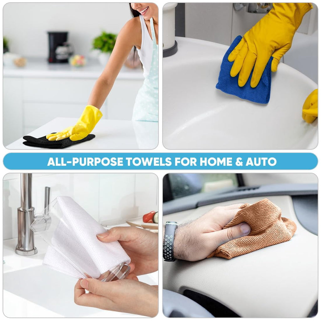 Microfiber Cleaning Cloth Roll, Blue Shop Towels 55 Sheets Washable, Microfiber Towels For Cars, Blue Rags Reusable Paper Towel For Automotive, Workshop, House, Kitchen, Cleaning Supplies11×9"