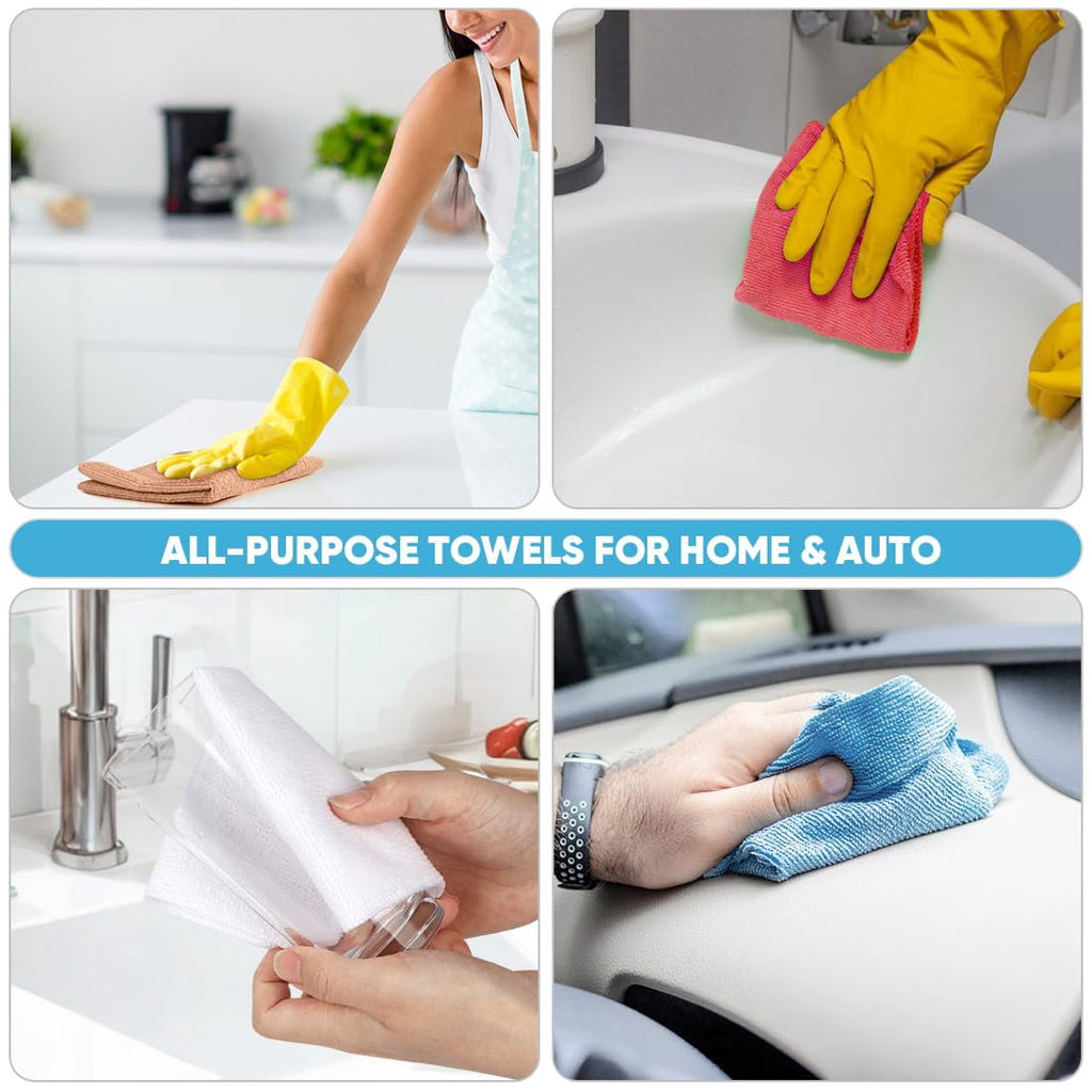 Microfiber Cleaning Cloth Roll, Blue Shop Towels 55 Sheets Washable, Microfiber Towels For Cars, Blue Rags Reusable Paper Towel For Automotive, Workshop, House, Kitchen, Cleaning Supplies11×9"