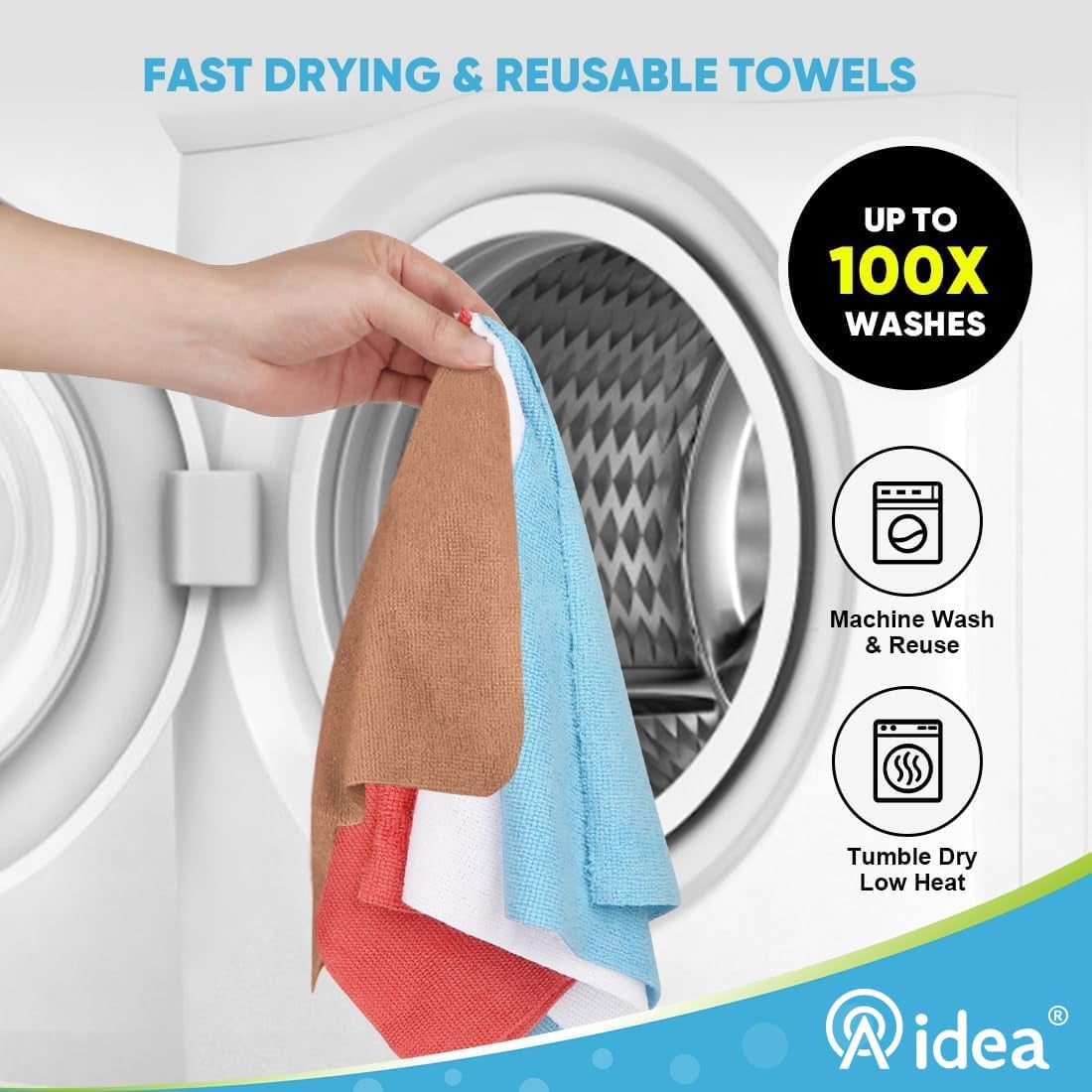 Microfiber Cleaning Cloth Roll, Blue Shop Towels 55 Sheets Washable, Microfiber Towels For Cars, Blue Rags Reusable Paper Towel For Automotive, Workshop, House, Kitchen, Cleaning Supplies11×9"