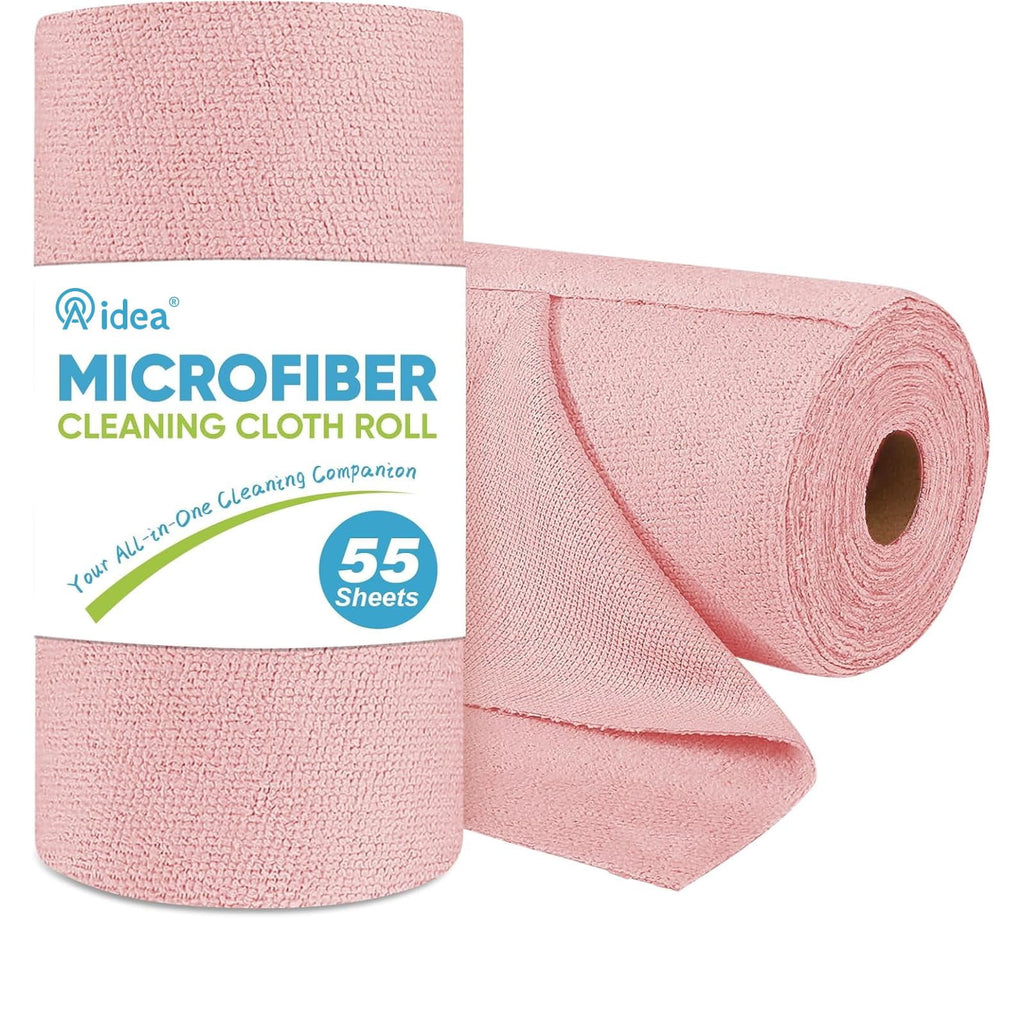 Microfiber Cleaning Cloth Roll, Blue Shop Towels 55 Sheets Washable, Microfiber Towels For Cars, Blue Rags Reusable Paper Towel For Automotive, Workshop, House, Kitchen, Cleaning Supplies11×9"