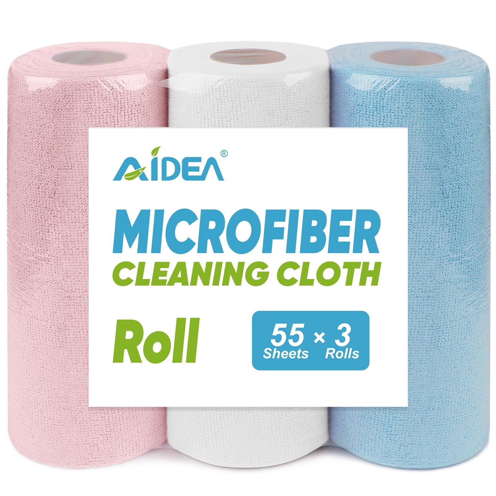 Microfiber Cleaning Cloth Roll, Blue Shop Towels 55 Sheets Washable, Microfiber Towels For Cars, Blue Rags Reusable Paper Towel For Automotive, Workshop, House, Kitchen, Cleaning Supplies11×9"