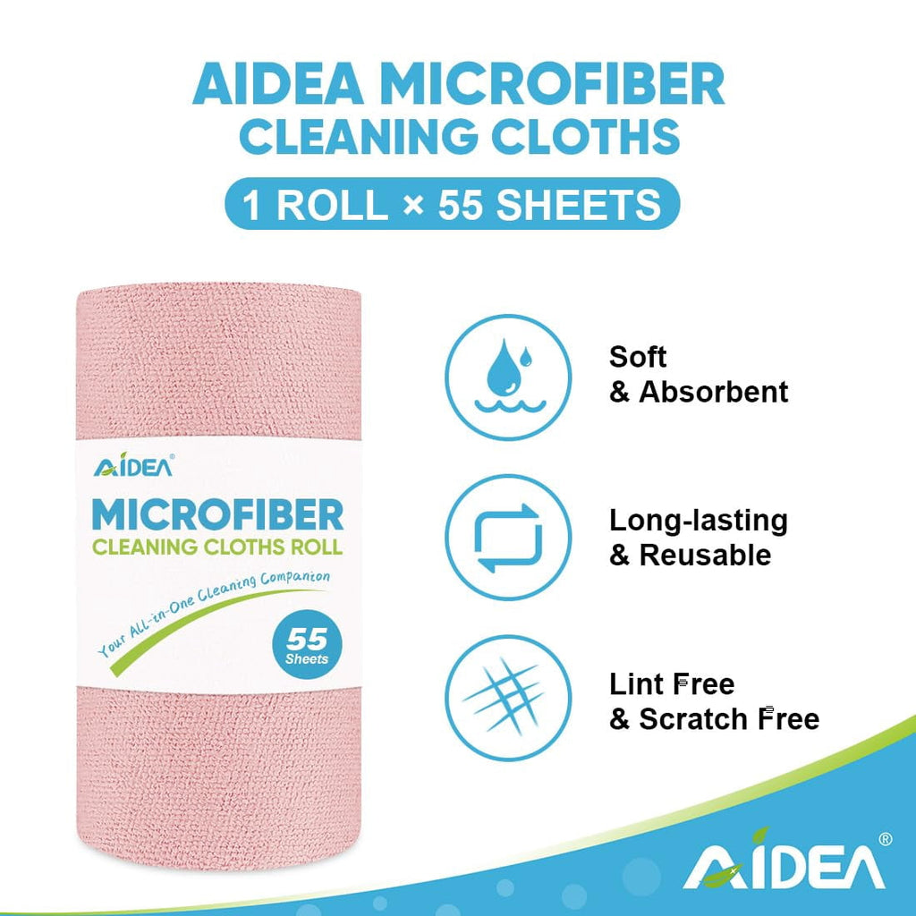 Microfiber Cleaning Cloth Roll, Blue Shop Towels 55 Sheets Washable, Microfiber Towels For Cars, Blue Rags Reusable Paper Towel For Automotive, Workshop, House, Kitchen, Cleaning Supplies11×9"