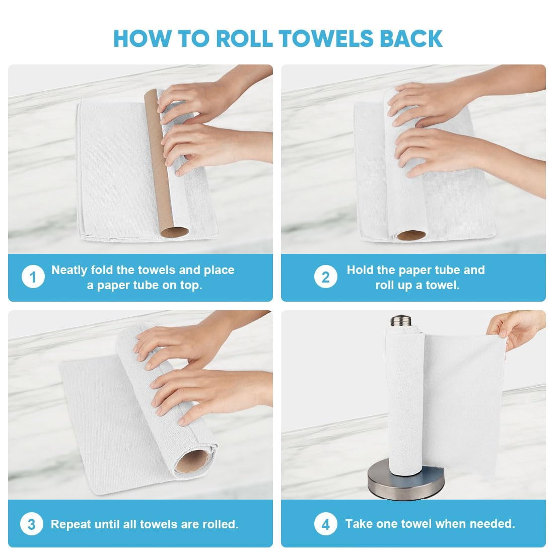 Microfiber Cleaning Cloth Roll, Blue Shop Towels 55 Sheets Washable, Microfiber Towels For Cars, Blue Rags Reusable Paper Towel For Automotive, Workshop, House, Kitchen, Cleaning Supplies11×9"