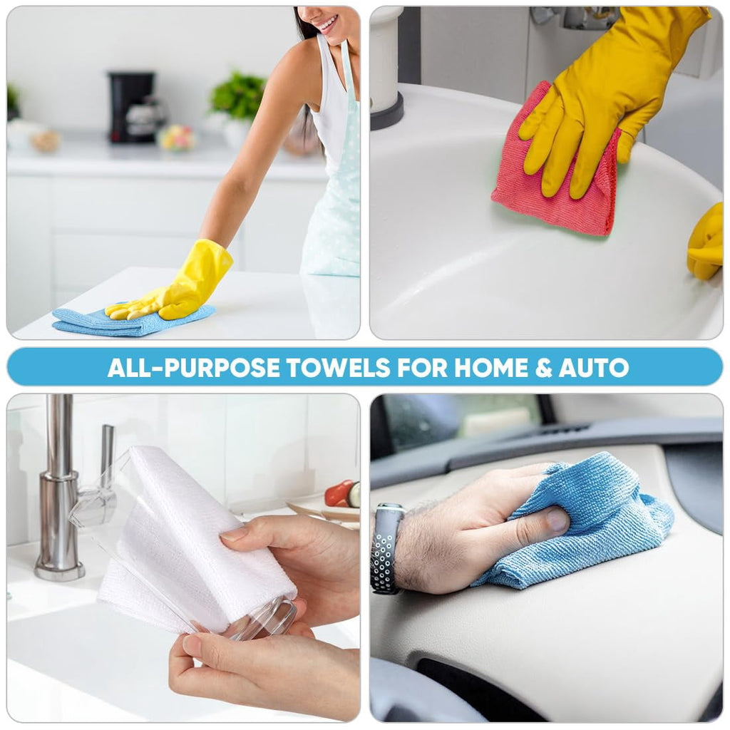 Microfiber Cleaning Cloth Roll, Blue Shop Towels 55 Sheets Washable, Microfiber Towels For Cars, Blue Rags Reusable Paper Towel For Automotive, Workshop, House, Kitchen, Cleaning Supplies11×9"