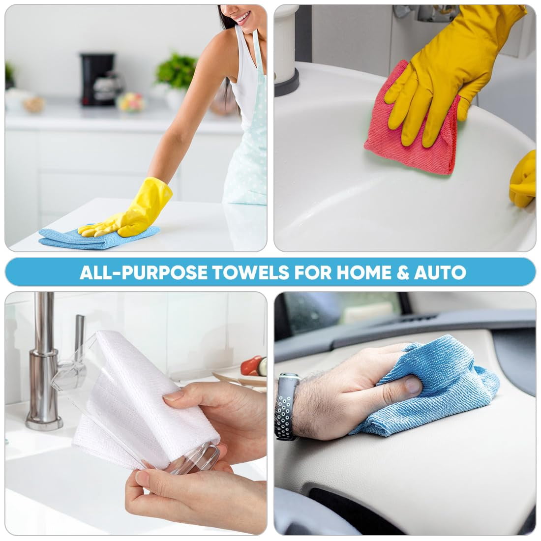 Microfiber Cleaning Cloth Roll, Blue Shop Towels 55 Sheets Washable, Microfiber Towels For Cars, Blue Rags Reusable Paper Towel For Automotive, Workshop, House, Kitchen, Cleaning Supplies11×9"